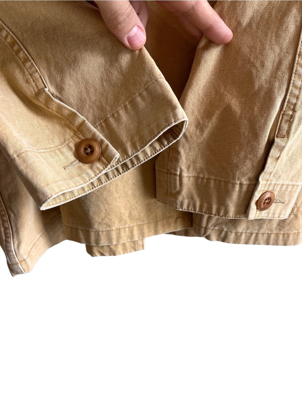 THE GREAT. Tan Barn Jacket with Dark Brown leather Collar excellent condition - Picture 13 of 15